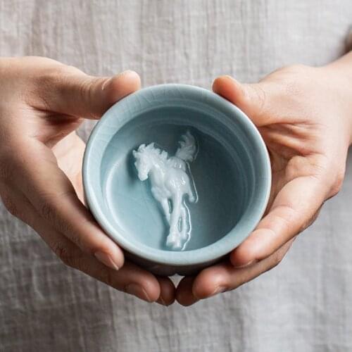 Embossed White Jade Tea Cup Ceramic Porcelain Tea Bowl Beauty Cups Master Teacup Chinese Kung Fu Teaware Decoration Crafts Gift