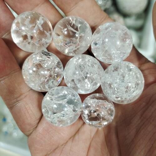 Crystal Glass Ice Crack Ball Quartz Marbles Magic Sphere Fengshui Ornaments Rocky Water Fountain Bonsai Ball Home Decoration