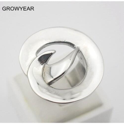 Wide Silver Color Cocktail Ring Women Stainless Steel Punk Geometric Ring Jewelry Size 7 9 8 6