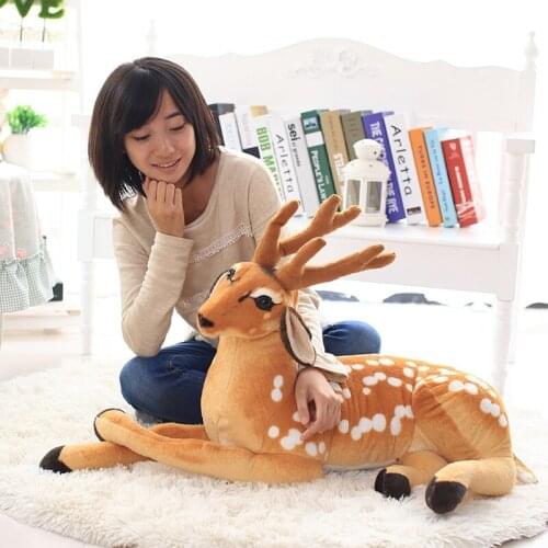 The world of animals simulation sika deer baby doll Sitting position Plush toys pillows children birthday gift Home decoration