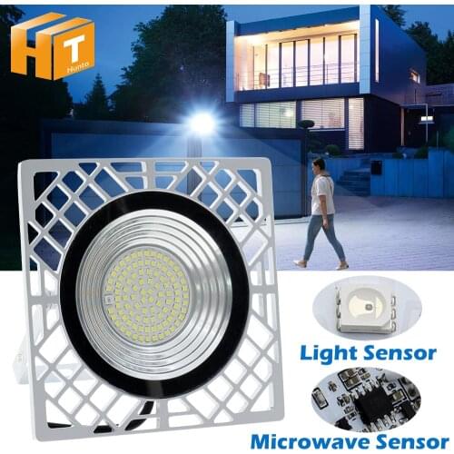 LED Street Light With Microwave Sensor 50W Outdoor Floodlight Spotlight IP66 Waterproof Wall Light Garden Road Spot Light