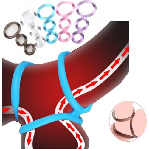 Triple Cockring Penis Ring Delay Ejaculation Male Masturbator Cock Rings Sex Toys for Men Scrotum Stretcher Testicles Ring