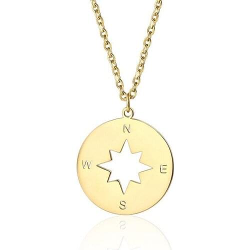RIR Stainless Steel Compass Necklace Inspirational Wanderlust Jewelry College Graduation Gift For Her Be Brave