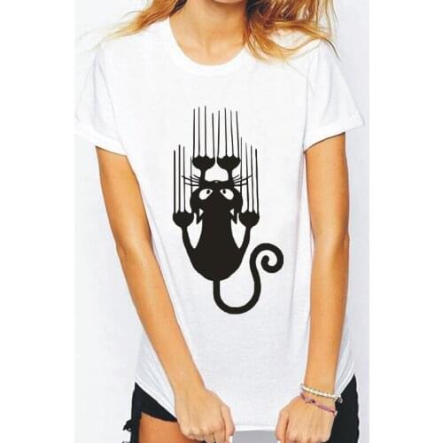 Cat Printed printed womens T-shirt summer casual Harajuku cotton short-sleeved summer fashion plus size round neck T shirts