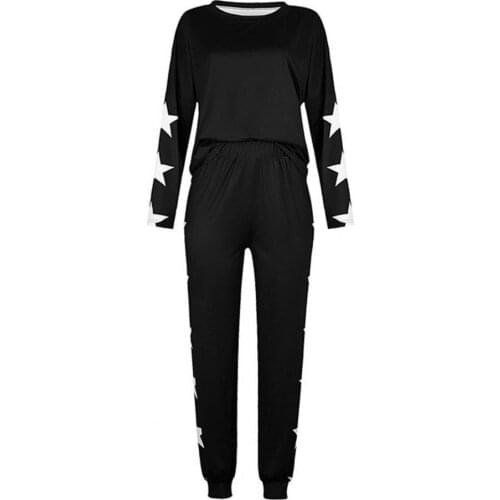 Women Autumn Long Sleeve Blouse Sweatshirt Pants Set Star Print Tracksuit Outfit Sport Matching Sets Casual Female Outfit