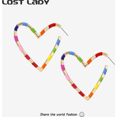 Lost Lady Cute Hollow Heart Earrings Simple Statement Geometric Earrings for Women Fashion Jewelry Party Gifts Wholesale