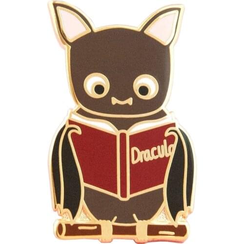 Dracula enamel pin funny reading book brooch Gothic Literature badge cute jacket bag decor