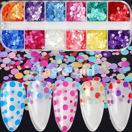 1 Box Nail Mermaid Glitter Flakes Sparkly Round Colorful Sequins Spangles Polish Manicure Nails Art Decorations Tool CT