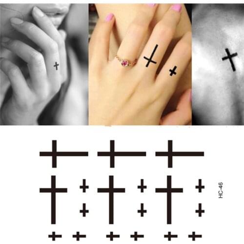 1 Sheet Waterproof Tattoos Stickers Cross Pattern Fake Transfer Skin Tags Arm Finger Body Art Flash Tattoo 10.5*6cm