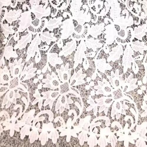 1Yard White Nigerian African Lace Fabric 2021 High Quality French Guipure Cord Lace Fabric Wedding Party Dress Sewing Material