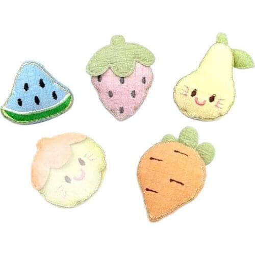 10pcs/lot New Fabric Fruits watermelon pear Vegetables carrot eggplant padded appliques,kids headwear,garments accessories