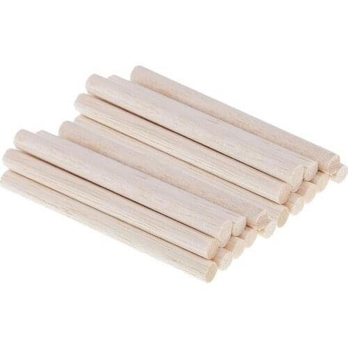 20Pack 8mm Balsa Wood Unfinished Wood Round Stick Dowel Rod DIY Craft 100mm