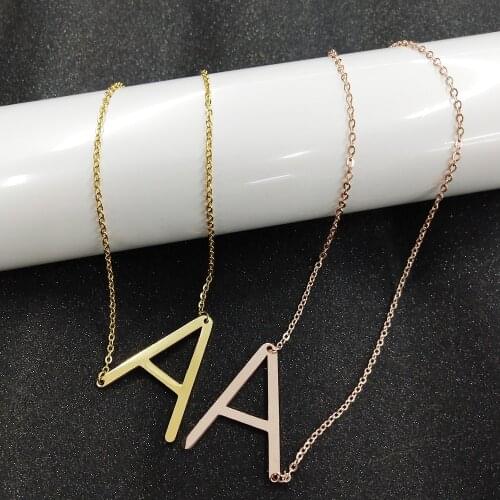 3 Colors Initial Necklace for Women Letter Pendant Rose Gold Chain Stainless Steel Jewelry Old English Font Charm Christmas gift