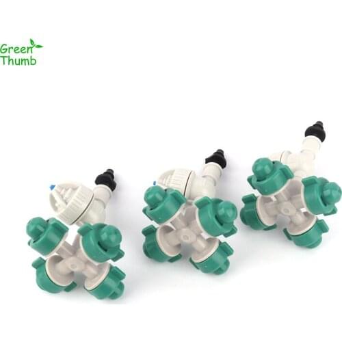 3sets Garden Irrigation Kits Cross-Shaped Atomizing Nozzle with Anti-Dripper and 4/7mm Hose Connector Watering Kits