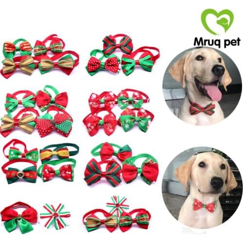 80pcs Christmas Pet Puppy Dog Cat Bow ties Adjustable Mixed Styles Dog Cat Bowties Dog Accessories Collar Pet Supplies