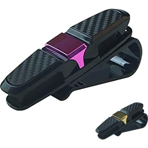 Car Sun Visor 1-Piece Spectacle Frame, Sunglasses, Glasses and Card Holder, 180 degree Double-Head Rotating Clamp