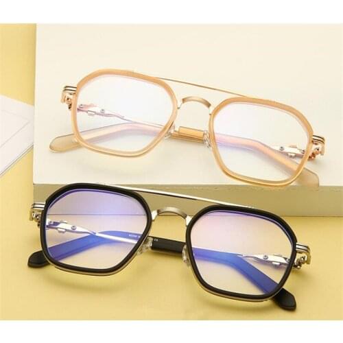 Brand Designer Anti-Blue Eyeglasses Unisex Optical Glasses Retro Spectacles Simplicity Double Beam Eyewear