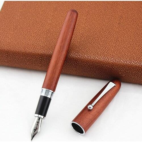 High Quality Jinhao Fountain Pen Medium Nib Retro Wooden Pen for Writing Financial Stationery Gift