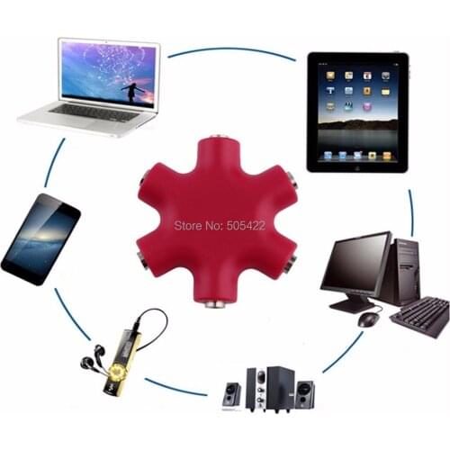 DHL shipping 6 Way 3.5mm Splitter for Audio Earphone Headphone Audio Headset Adapter with Auxiliary Cable Universal