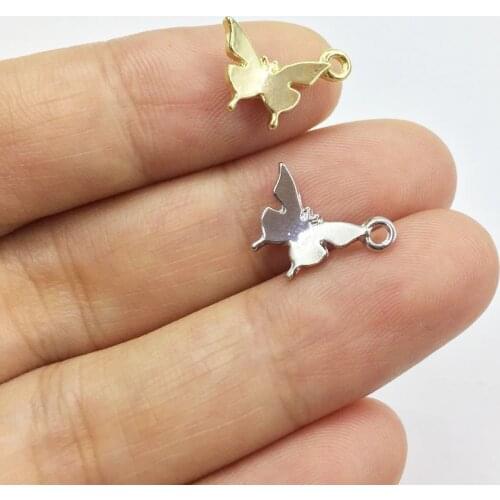 Eruifa Pretty 20pcs 10mm Butterfly Zinc alloy Women charms Wholesales necklace,earring bracelet jewelry DIY handmade 2 colors