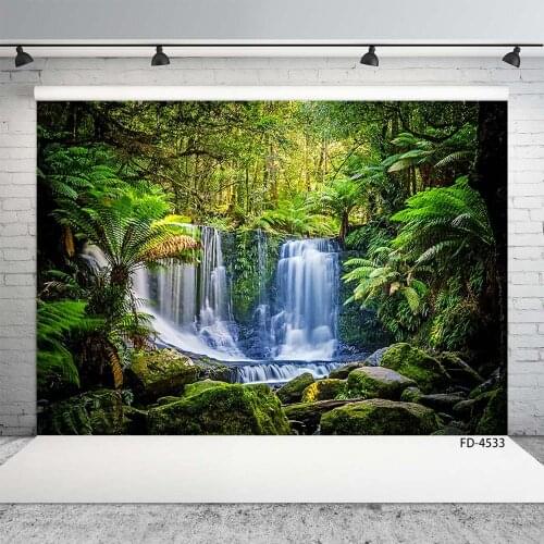 Photography Backdrops Waterfall Jungle Stones Customized Background Photo Studio for Children Baby Portrait Scenery Photoshoot