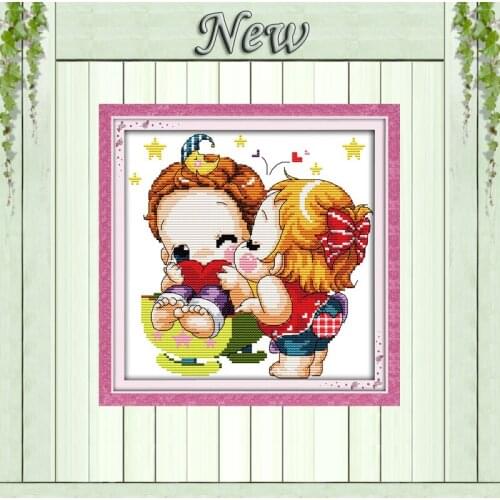 Delicate kiss love home decor painting counted print on canvas DMC 14CT 11CT Chinese Cross Stitch Needlework Set Embroidery kits