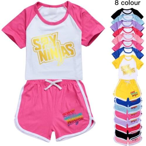 2021 SPY NINJAS Girls Boys Summer Clothing Set Kids Sports T Shirt +Pants 2-piece Set Baby Clothing Comfortable Outfits Pyjamas