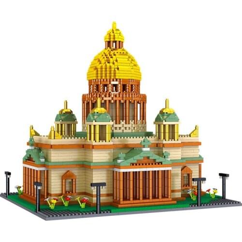 Lezi 8044 World Architecture St Isaacs Cathedral Museum Church Mini Diamond Blocks Bricks Building Toy for Children Gift no Box