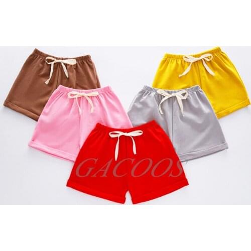 Summer Short Pants For Kids Girls Cotton Solid Color Elastic Waist Shorts Toddler Boys Casual Pants Beach Wear Kids Sport Shorts