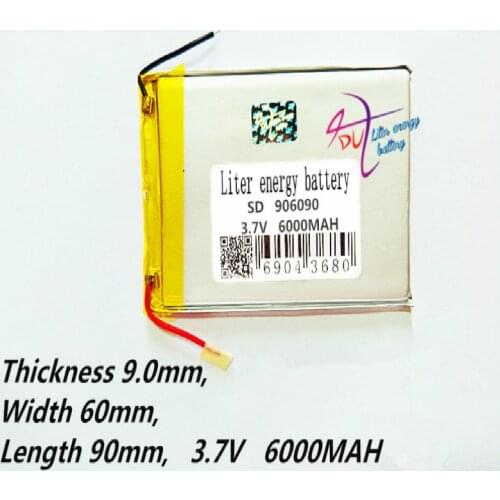 906090 3.7V 6000MAH lithium polymer lipo battery rechargeable li ion cell for E-Book GPS PSP DVD Power bank Tablet PC