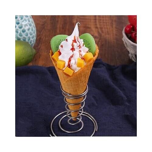 Ice cream fruit crispy cone model; Simulation food decoration props ; fake food ice cream sample