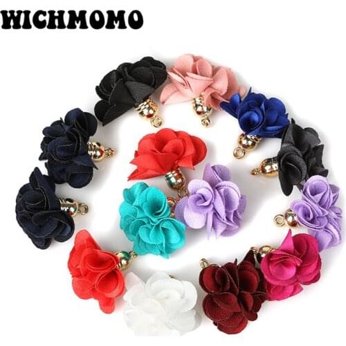 2019 Fashion 6 Pieces 25mm Zinc Alloy Cotton Cloth Flowers Charms Pendants for Diy Earring Necklace Jewelry Accessories