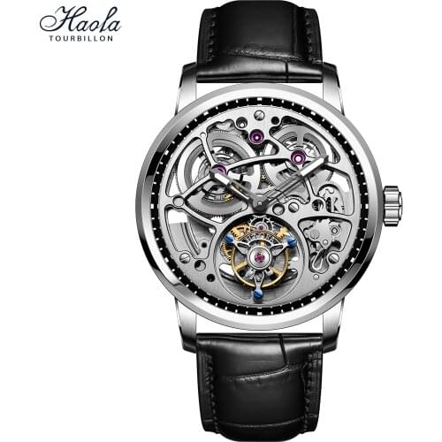 HAOFA Real Automatic Tourbillon Mechanical Sapphire Watches Mens 2021 Hollow Tourbillon Automatic Movement Watch For Men Luxury