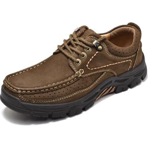 Sneakers Outdoors Men Hiking Leather Shoes Anti Slippery Genuine Leather Shoe Men Casual Shoes