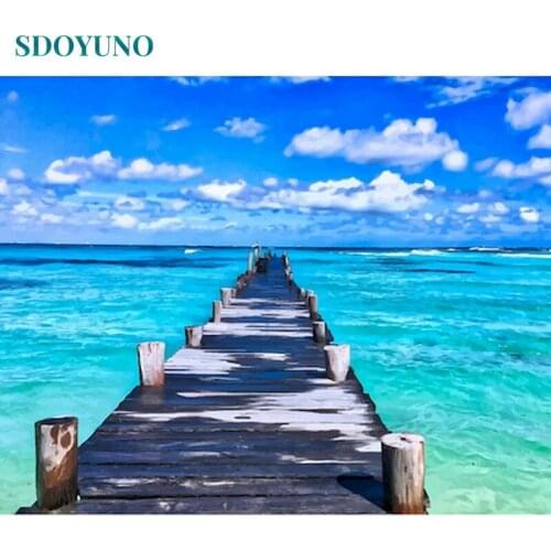 SDOYUNO 60x75cm Oil Painting By Numbers DIY Paint By Numbers On Canvas Frameless Scenery Digital Handpaint Seascape Home Decor