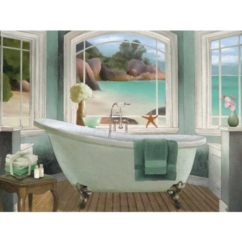 Landscape Bathroom DIY Cross Stitch Embroidery 11CT Kits Needlework Craft Set Printed Canvas Cotton Thread Home Wholesale