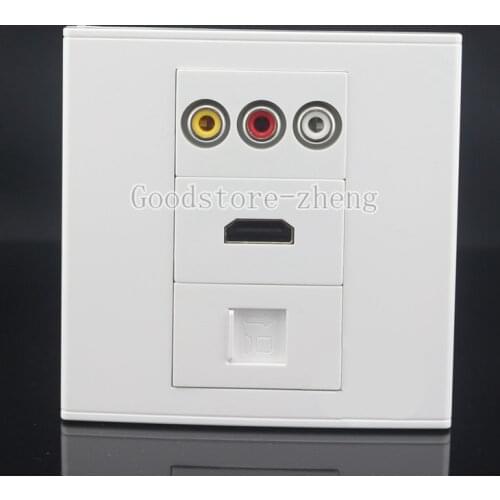 Wall Face Plate 3RCA AV + HDMI+ RJ45 CAT6 LAN Socket Assorted Panel Faceplate