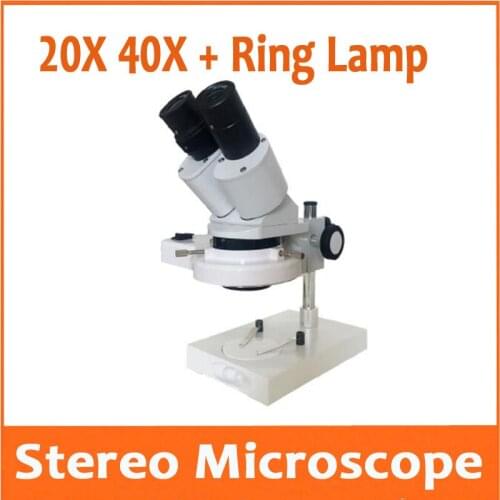 New 20X 40X PCB Welding Binocular Stereoscopic Microscope Stereo Microscope Mobile Phone Phone Repair with Ring Lamp for Phone