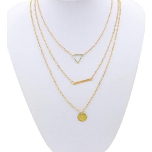 Fashion Women Multilayer Pendant Geometric Alloy Necklace for Women Charm Choker Necklaces Chain Necklace Jewelry Gift