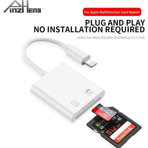 PINZHENG SD Card Reader For Lightning Card Reader 3 In 1 USB 2.0 TF/SD Smart Memory Card Reader OTG Flash Drive For IOS Adapter