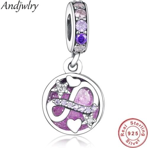 Fit Original Pandora Charms Bracelet 925 Silver Glittering Infinity Hearts & Stars Dangle Charm Dangle Pendant DIY Jewelry