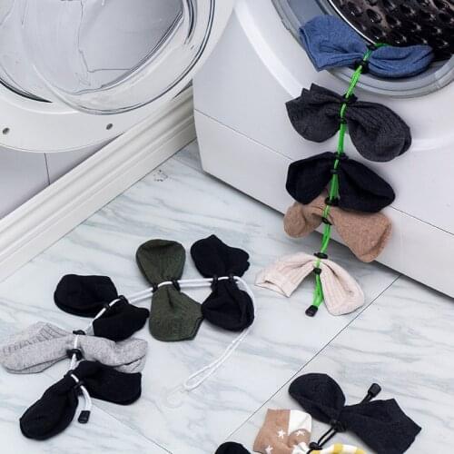 Socks Storage Organizer Adjustable Hanging Rope Hook Clips Sock Cleaning Aid Tool Socks Drying Hanger Clothesline Home Storage