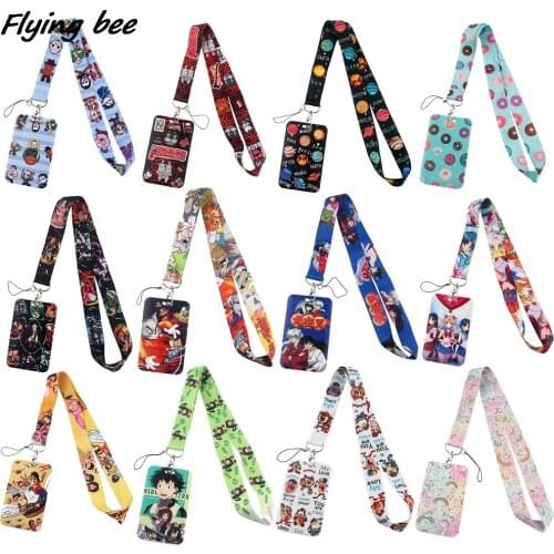 Flyingbee Horror Movie Killers Anime Cat Donuts Lanyard For Keys ID Card Gym Phone Straps USB Badge Holder DIY Hang Rope X1581