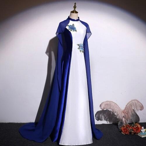 Luxury royal blue stand collar with cloak fairy court ball gown Medieval Renaissance Victorian dress Belle ball