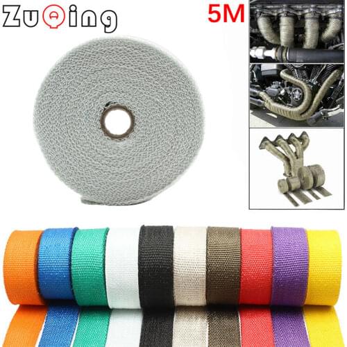 Roll Fiberglass Heat Shield Motorcycle Exhaust Thermal Tape Header Pipe Heat Wrap Tape Thermal Protection with Stainless Ties