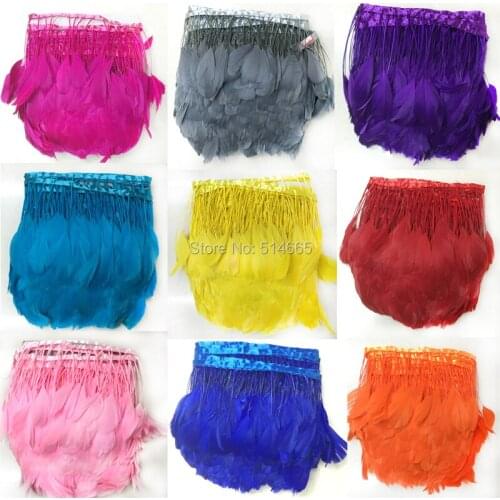 10-15cm Goose Feather trim 10 yard/lot Beautiful Grey Stripped Goose Feathers Hat Headdress DIY Carnival Party Decoration