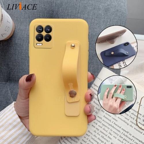 Wrist band Silicone Phone Holder Case For Oppo Realme 8 Pro Realme8 4G Stand Soft Back Cover Coque Fundas