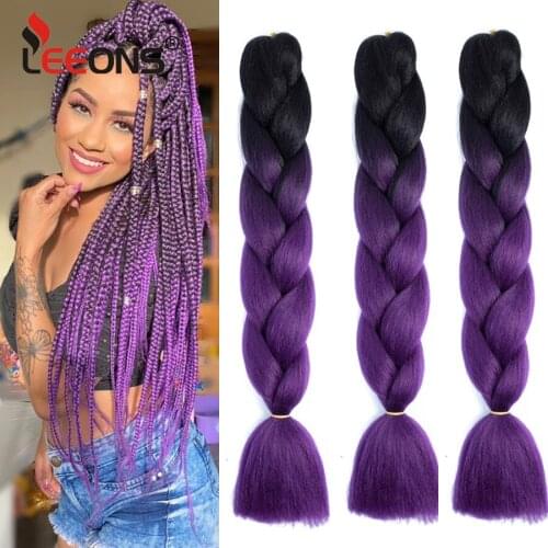 Leeons Jumbo Braiding Hair Ombre Jumbo Braid Hair Long 24 Inch Hair Extensions For Women Braiding 100G/Pcs Red Dark Brown