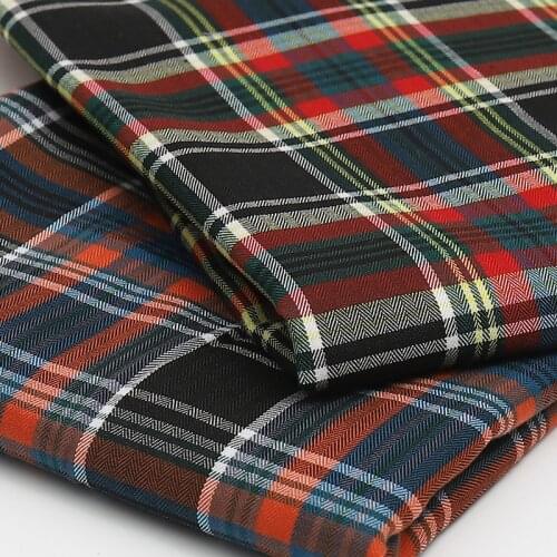 147cmx50cm polyester cotton twill check cloth yarn dyed Scottish Plaid fabric for clothes garment bags trousers Shirt and skirt