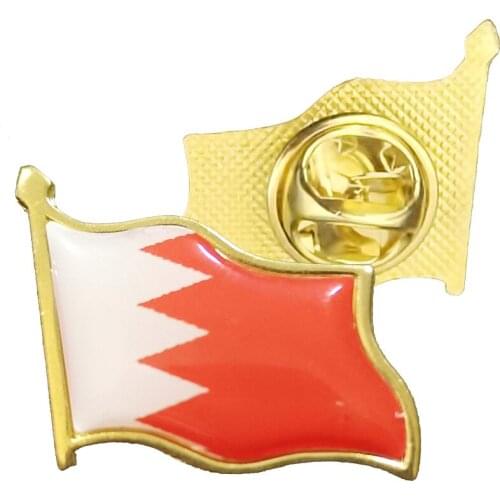 Bahrain Flag Brooches For Women/Men Enamel Pins Electroplated Gold Military Badge Lapel/Collar Decoration